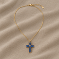 Saphir-Kreuz-Anhänger Halskette