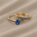 Minimalistisches Blaues Zirkonia-Ringset