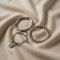 Weißgold Schmetterlingsverschluss Armbandset