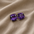Amethyst-Ohrstecker mit Schachbrettschliff