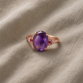 Boho-Ring mit geschnitztem Amethyst