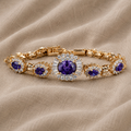 Goldfarbenes Armband mit Amethyst-Anhänger