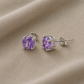 Rundgeschliffene Amethyst-Ohrstecker